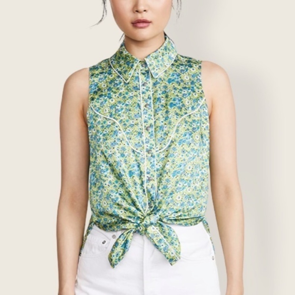 Cinq a Sept Leon Floral Sleeveless Blouse